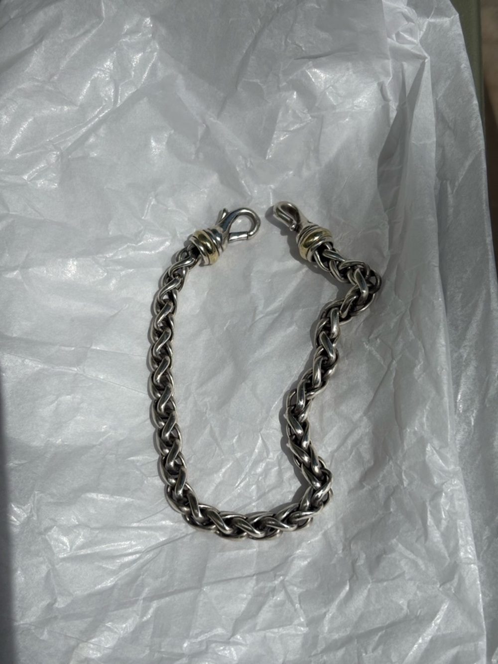 Authentic David Yurman 14 karat gold, Chain Wheat Bracelet with Gold Accents